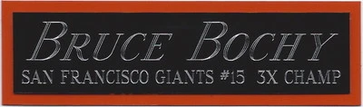 PLACA DE IDENTIFICACIÓN DE LOS GIGANTES DE BRUCE BOCHY FO AUTOGRAFIADA FIRMADA BATE DE BÉISBOL-CAMISETA-FOTO     Foto 1 de 4