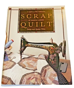 Scrap Quilt Strips & Spider Webs Marcia Lasher Quilt in Day Patterns 1991 Book - Imagen 1 de 9