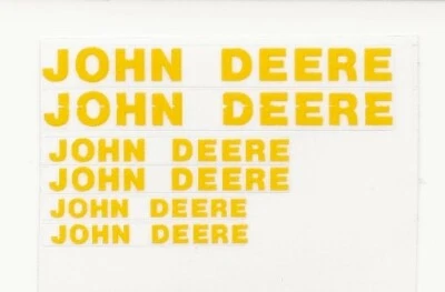 JOHN DEERE Decals, Block Style for 1/16 Implements, Yellow on Clear, 3 Sizes - Image 1 of 4