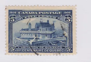 CANADA #99 Quebec Tercentenary 5c USED L'abitation de Quebec F-VF - Picture 1 of 1