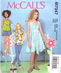 Mädchen Sommer KLEID Oberteile Hose Gr. 7-14 McCall's 7347 UNGESCHNITTENES Schnittmuster - Bild 1 von 4