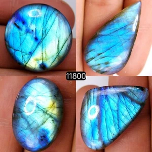 Lote de 4 piedras preciosas cabujón labradorita natural de 114 quilates 35X19-25X13 mm #R-11800 - Imagen 1 de 4
