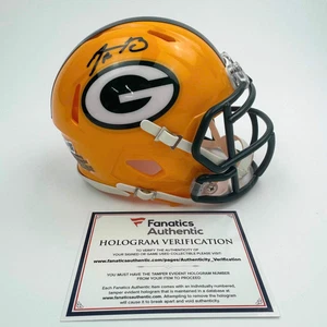 Autographed/Signed Aaron Rodgers Packers Football Speed Mini Helmet Fanatics COA - Picture 1 of 5