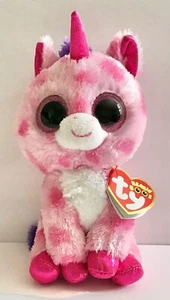 TY SUGAR PIE UNICORNIO CON CORAZONES 6” GORRO ABUCHEOS-RETIRADO, NUEVO CON ETIQUETAS-TAN SUAVE - Imagen 1 de 3