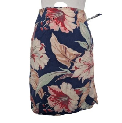Falda envolvente floral Ralph Lauren Country para mujer talla mediana azul algodón hawaiano Foto 1 de 4
