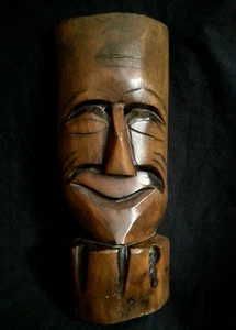 Antique carved wood mask 9.75" - Picture 1 of 5