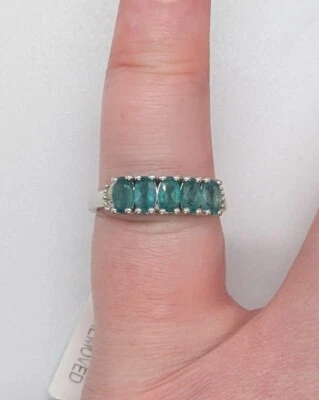 1.1 cts Grandidierite & Diamond Platinum Overlay Sterling Silver Ring Size M - Image 1 of 4