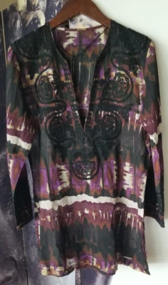 OndadeMar женщин длинным рукавом V шеи вышитый прикрыть платье размер S - Изображение 1 из 4