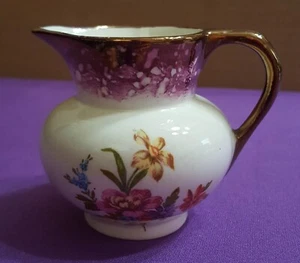 Vintage Gray's Keramik (Eng) Floral Rosa Kupfer Glanzgeschirr Milchkännchen Sirup Krug - Bild 1 von 11