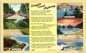 Oregon Coast Highway from Columbia to Crescent City, Oregon Multiview Postcard - Picture 1 of 2