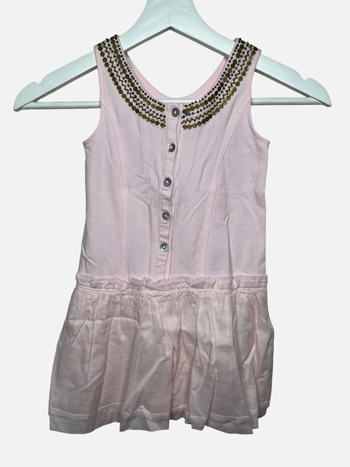 Vestido Lili Gaufrette Niñas Talla 4 Rosa Sin Mangas Cuentas Fiesta Verano Vestido Foto 1 de 4