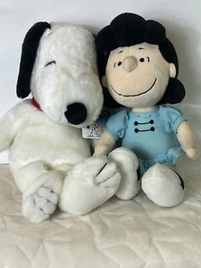 Peanuts Lot of 2 Stuffed Plush Snoopy (Kohls) Lucy (Cedar Fair Ent. Co) 14” Toy - Picture 1 of 22