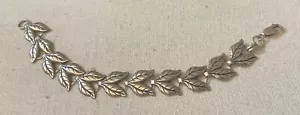 Bracciale in argento sterling con design a maglie a foglia continua inciso misura 7,5" - Foto 1 di 7