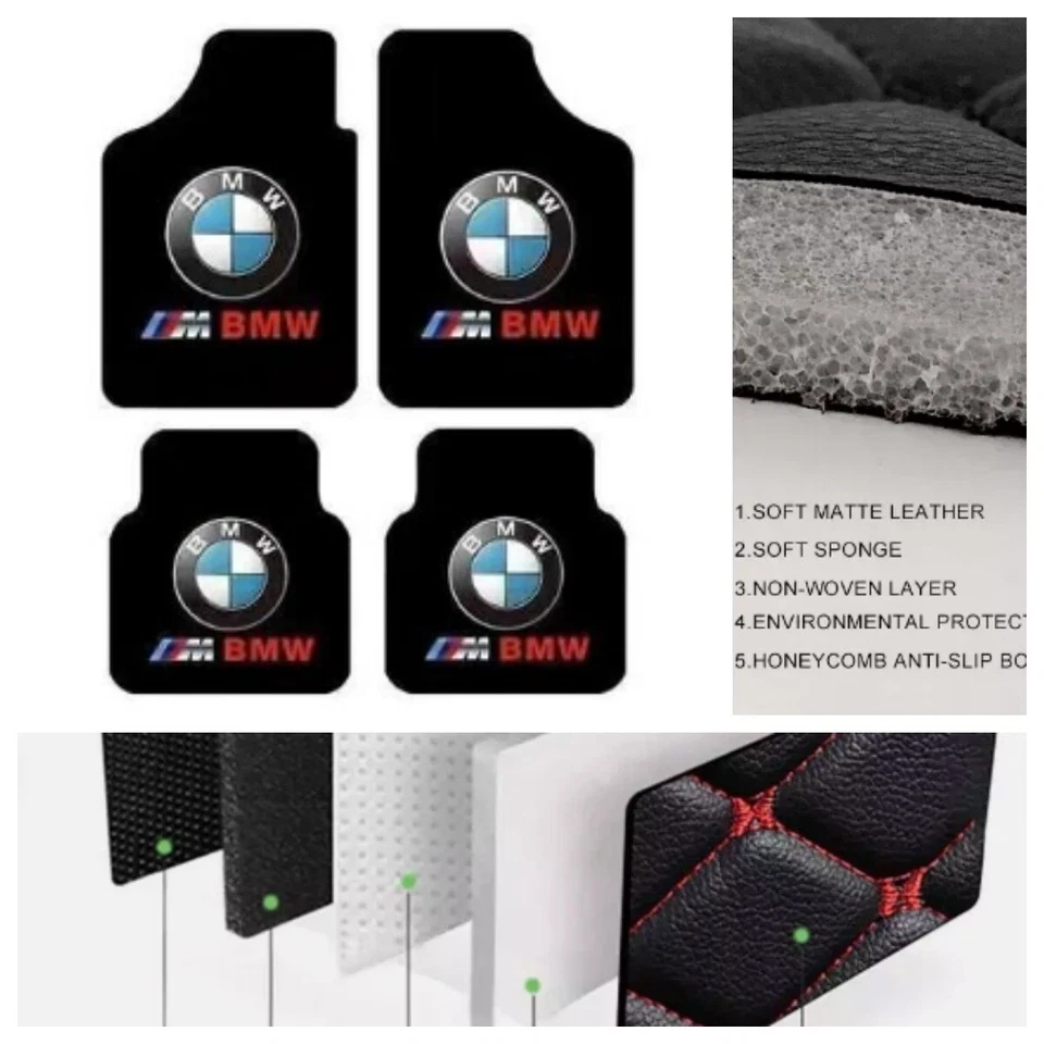 Universal Mat For BMW All Models 4Pcs Waterproof Carpets Liners Car Floor Mats - Image 1 of 4