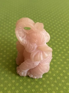 Pink Stone Carved Elephant Trunk Up For Good Luck, 2” Tall - Picture 1 of 7