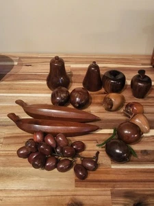 Lote Fruta Madera MCM Retro Vintage Tallada a Mano Retro Marrón 12 Piezas Madera - Imagen 1 de 8