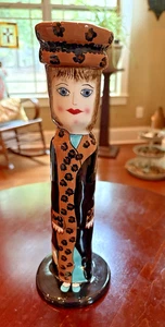 Lydias Leopard Coat Bella Casa 12" Candle Holder Susan Paley Ganz VTG - Picture 1 of 7