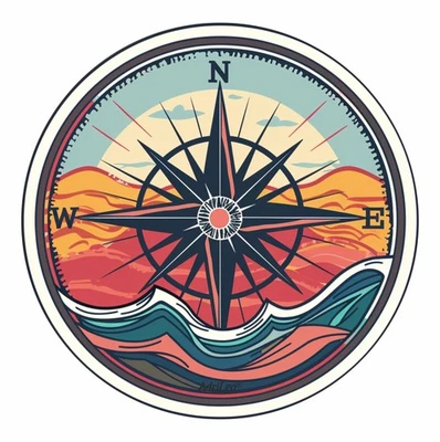 AdriLeo - Aufkleber – Windrose Kompass - Autoaufkleber Sticker Laptop Wohnmobil