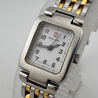 Swiss Army Quartz Watch Women 30m Dual Tone Small 20mm Rectangle New Battery 6" - image 1 of 4