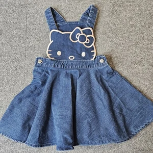 Hello Kitty Toddler Bib Dress Jumper Size 4 Blue Denim - Picture 1 of 5