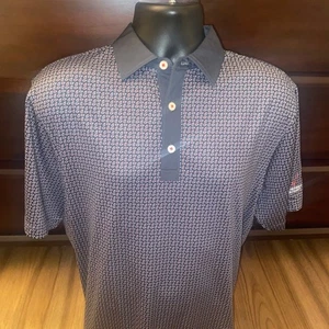 FootJoy Stonewall Orchard Golf Polo Shirt Medium Paisley Print Navy Red - Picture 1 of 9