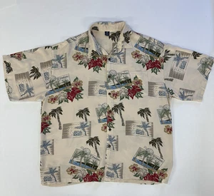 Vintage Hibiscus Collection Hawaiihemd Herren XL beige geblümt 100% Viskose - Bild 1 von 7