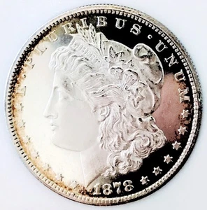 1878 CC MORGAN DOLLAR ULTIMATE BLACK&WHITE CAMEO DMPL! NR #61130 - Picture 1 of 3