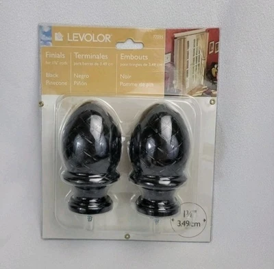 Acabados negros Levolor Pinecone 77095 se adaptan a varillas de 1 3/8"  Foto 1 de 4