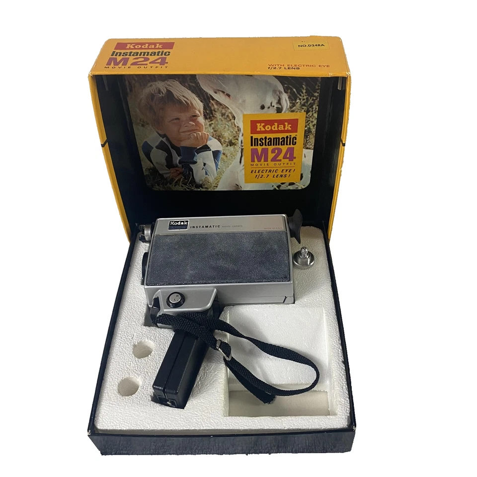 Cámara de película Kodak Instamatic M24 Super 8 de colección ojo eléctrico caja de 14 mm F/2,7 Foto 1 de 4