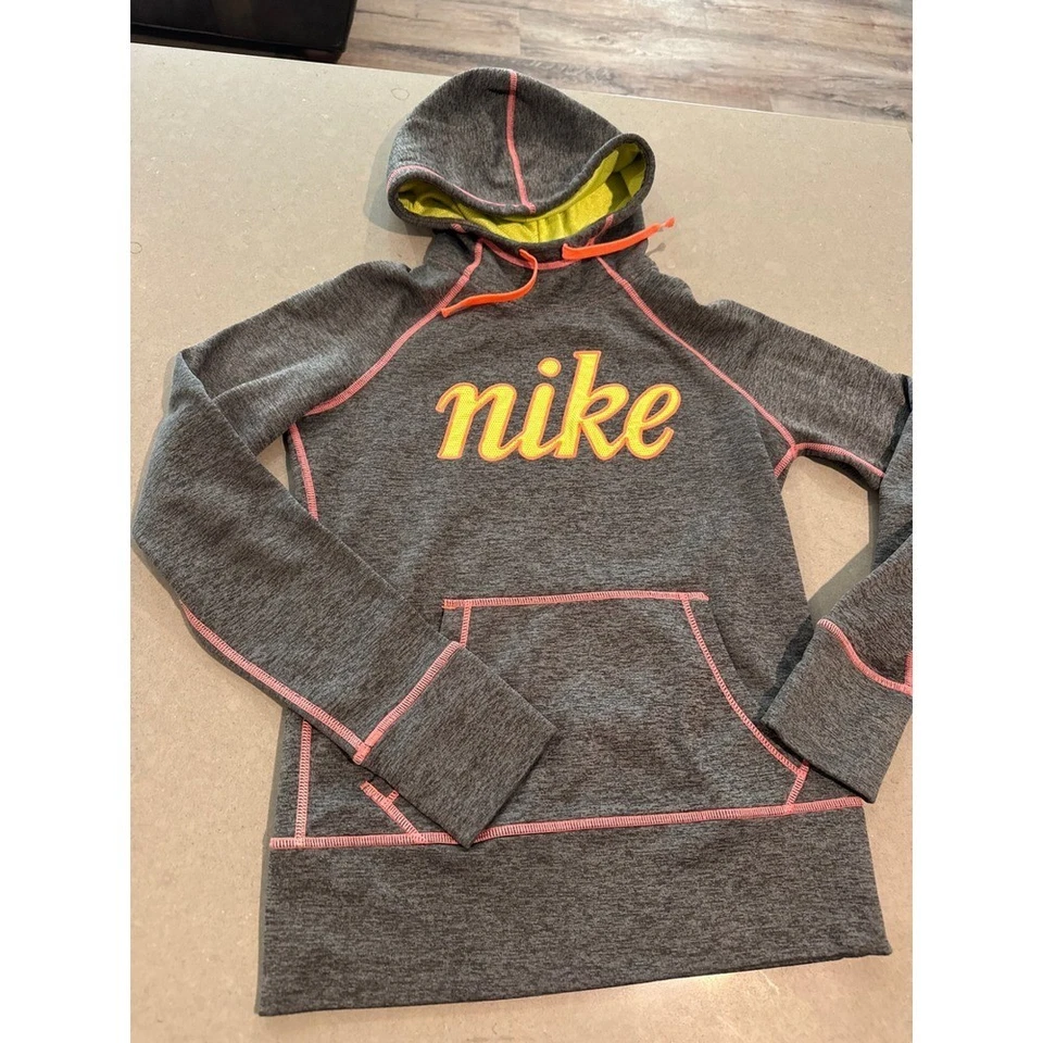 Nike Therma-FIT Sudadera con Capucha para Mujer XS Gris Amarillo Rosa Pullover Sudadera Atlética Foto 1 de 4