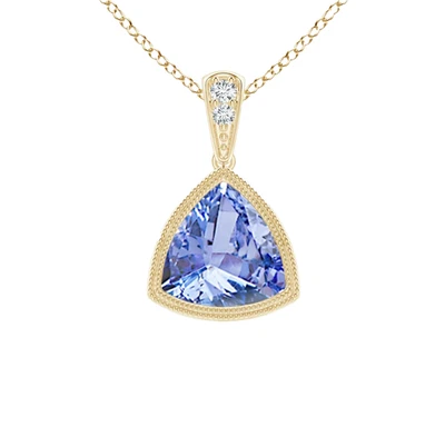 14k Solid Gold Tanzanite & Diamonds Pendant Trillion Cut 0.81 Ctw Women's Gifts - Image 1 of 4