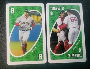 2007 Red Sox Uno lot (2) Jason Varitek - Green 8 + Draw 2 - Picture 1 of 2