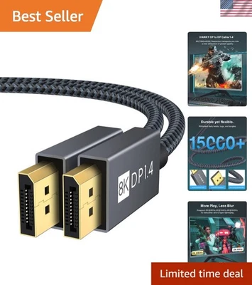 Durable 6.6ft 8K DisplayPort Cable 1.4 with 32.4 Gbps for Gaming and Media - Image 1 of 4