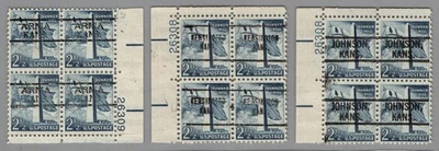 1034 Bunker Hill Plate Block Precancel lot 3 Arna, Johnson and Kensington Kansas - Image 1 of 2