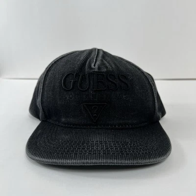 Y2K Guess Sombrero Hombres Negro Pana Snap Back Gorra Los Angeles Algodón Talla Única Foto 1 de 4
