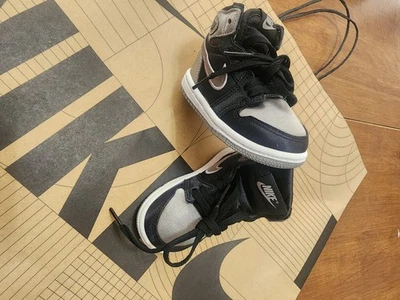 Nike TD Air Jordan 1 Retro High OG Satin Shadow Black/Grey FD5305-010  Size 5c - Image 1 of 4