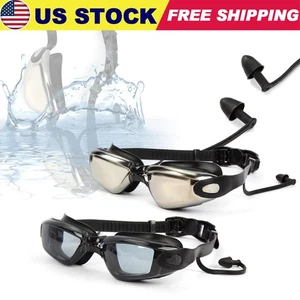Gafas Natación Natación Protección UV Vidrio Antiniebla + Tapón para los Oídos Adulto Sin Fugas - Imagen 1 de 14