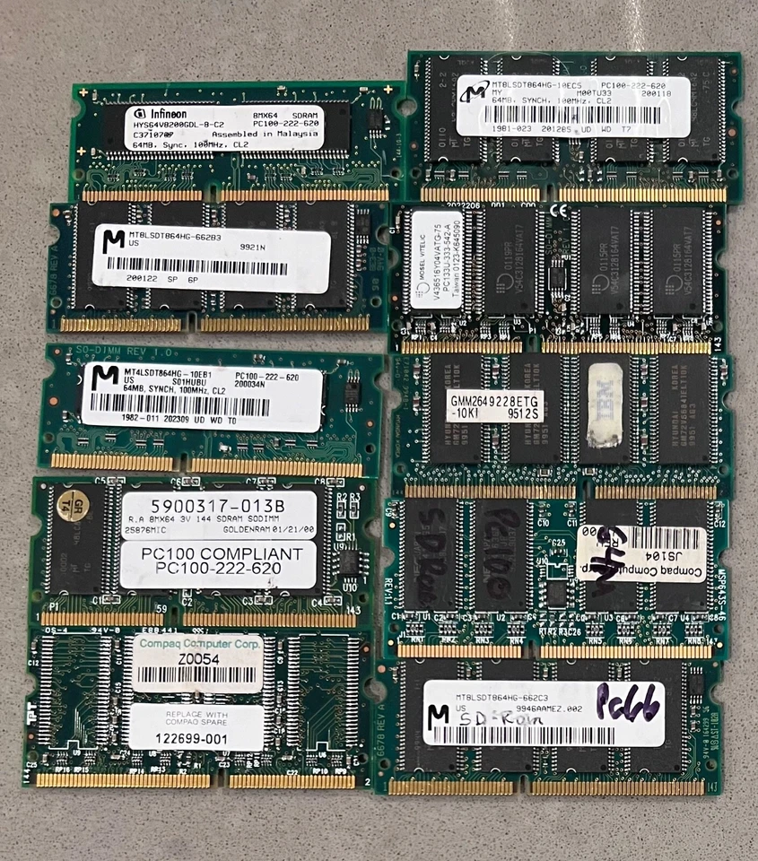 Lot of 10 Mixed Desktop Memory 64MB Compaq Infineon - Image 1 of 1
