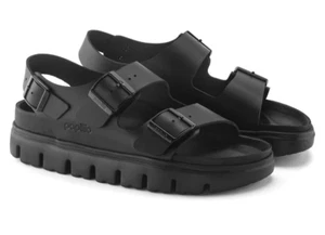 Birkenstock Papillio Milano sandalo grosso slide pelle nera 36 US 5 - 5,5 bello - Foto 1 di 12