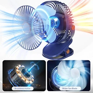 USB Rechargeable Mini Cooling Fan Clip on Desk Baby Stroller Portable 5 Speed - Picture 1 of 12