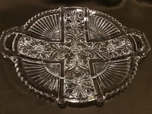 Beautiful Killarney Clear By Indiana Glass Round Two Handled Serve Platter - Picture 1 of 5