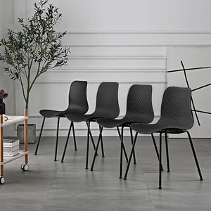 Dining Chairs Set of 4 Metal Legs Retro Tulip Kitchen Plastic Commerical Chairs - Picture 1 of 6