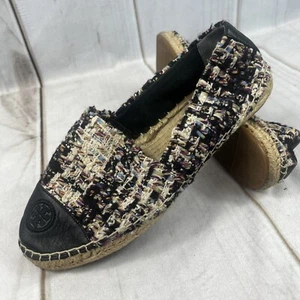 Tory Burch 'Colorblock' Espadrille Flat Stripe Tweed Womens Size 8.5M - Picture 1 of 7