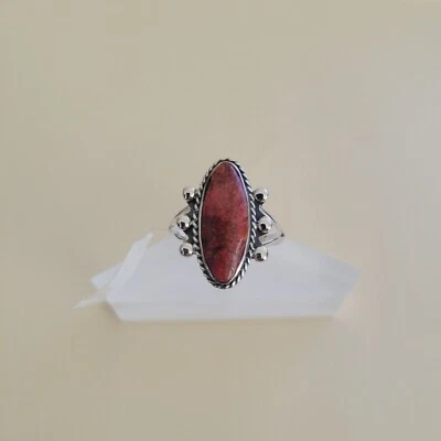 Anillo de plata de ley 925 coral ciruela estilo Santa Fe (talla 11) 5,30 CTS Foto 1 de 3