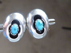 VINTAGE HAND MADE NAVAJO NATIVE AMERICAN STUD EARRINGS TURQUOISE STERLING SILVER