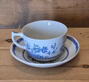 1 Furnivals Blue Quail Teacup and Saucer. Teacup Measures 3-5/8"W x 2-5/8"H - Picture 1 of 10