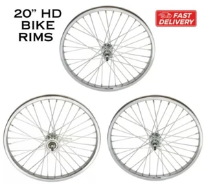 HEAVY DUTY BICYCLE 20" CHROME STEEL WHEEL 12G CRUISER LOWRIDER BMX Front / Back - Picture 1 of 11