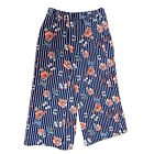 Women Size 10-12 Medium Pants Capri Drawstring Pants Flower Print Hh102