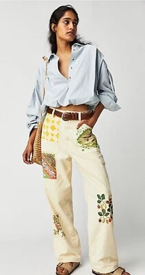 Combo Fee People Newport Bubble Stipe Top Botón Burbuja Dobladillo Azul Claro S NUEVO Foto 1 de 4