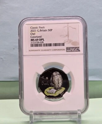 2021 GREAT BRITAIN 50p DISNEY'S CLASSIC POOH - OWL - COLOR NGC MS69 DPL not niue - Image 1 of 4